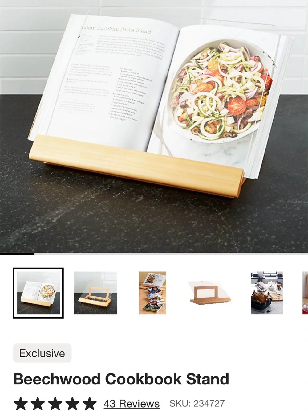 Crate&Barrel Beechwood Cookbook Stand NWOT